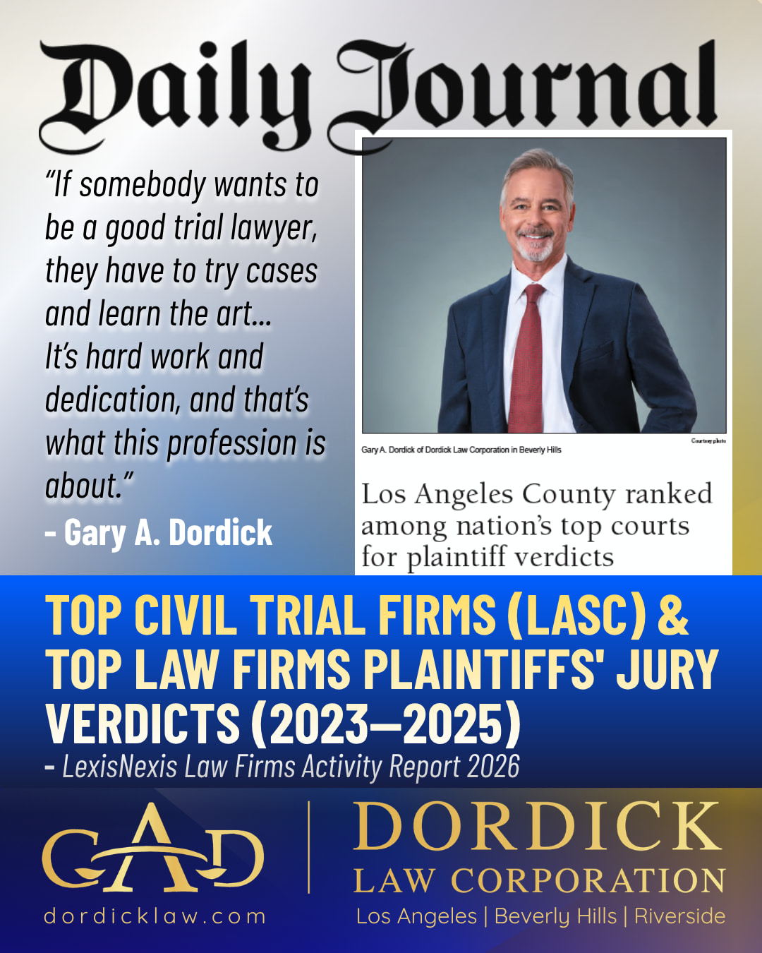 Gary Dordick Law Daily Journal and LexisNexis Recognition 06-2026